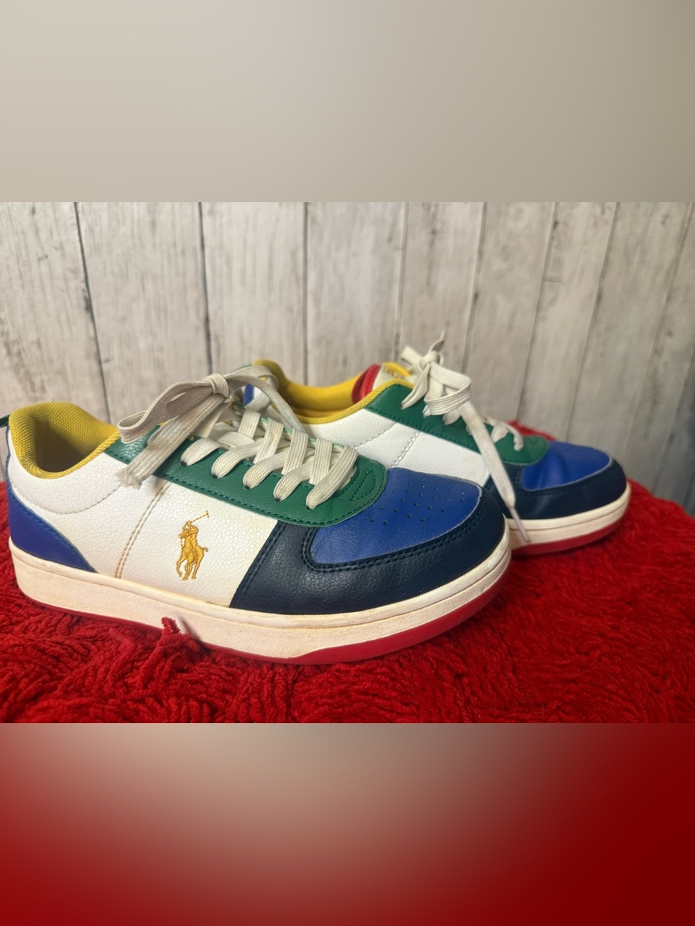 Polo Ralph Lauren Masters Court Colorblock Sneakers Shoes Big Boys 4 EU 35